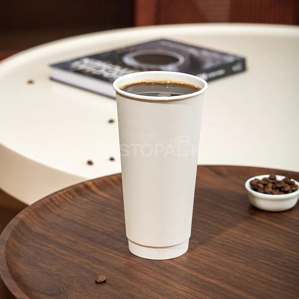 22 oz Double Wall White Paper Coffee Cups