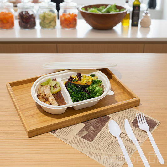 24 oz Cornstarch Salad Container – 2 Compartments