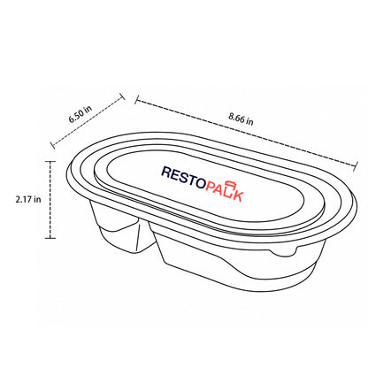 24 oz Cornstarch Salad Container – 2 Compartments