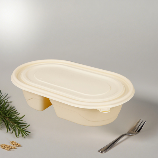 24 oz Cornstarch Salad Container – 2 Compartments