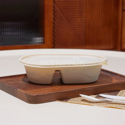 24 oz Cornstarch Salad Container – 2 Compartments