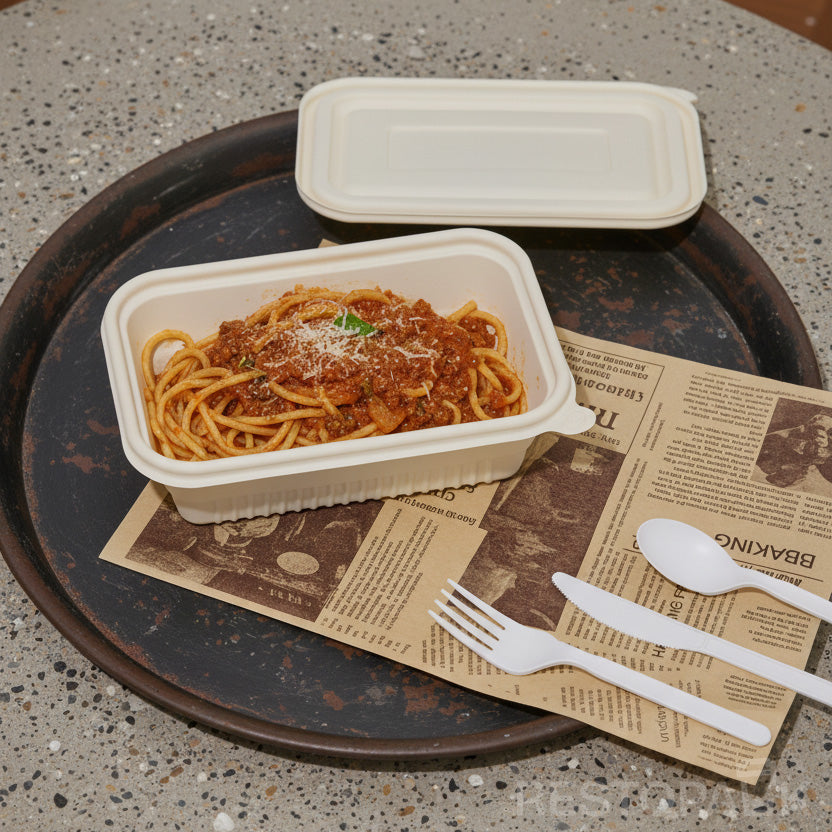 25 oz Square Cornstarch Food Container