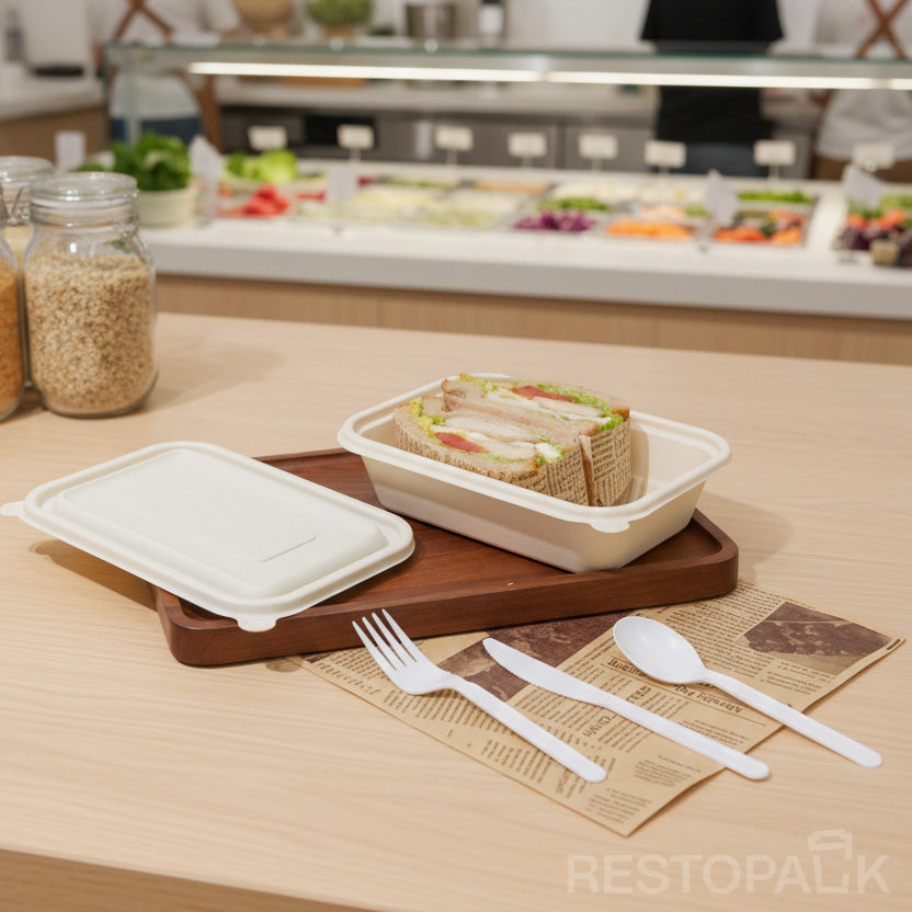 25 oz Square Cornstarch Food Container