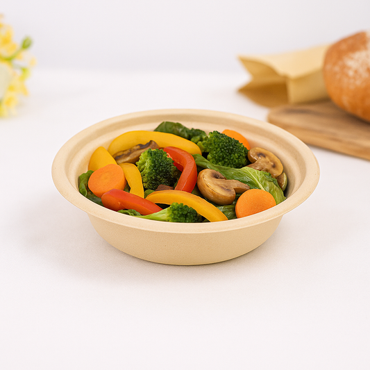 34 oz Sugarcane Pulp Bowl – Compostable Bagasse Food Container