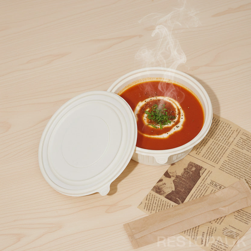 34 oz Round Cornstarch Food Container