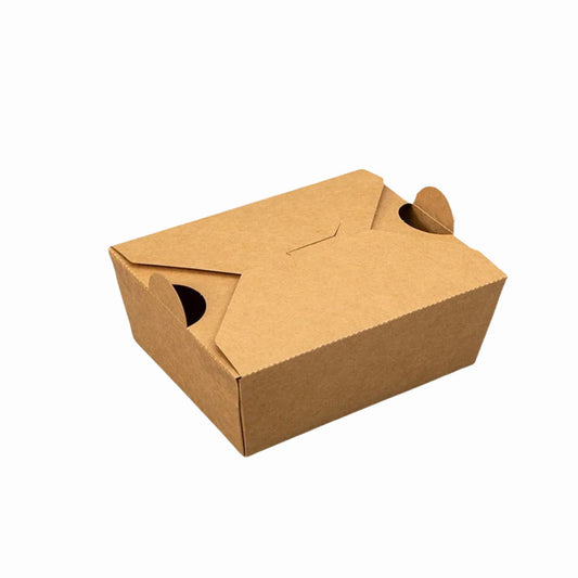36 oz Kraft Folded Paper Takeout Box with PE Lining & Optional Vent Holes