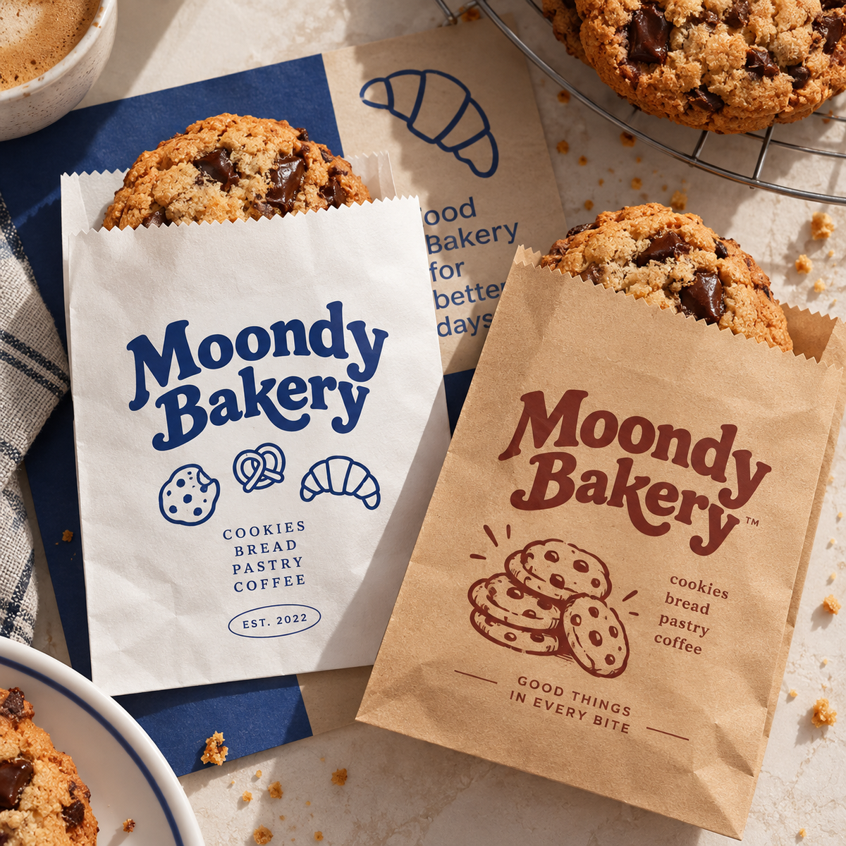 Custom Printed Multicolor Bakery Paper Bags