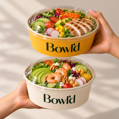 Custom Printed Salad Bowls With Lids Disposable Food Containers