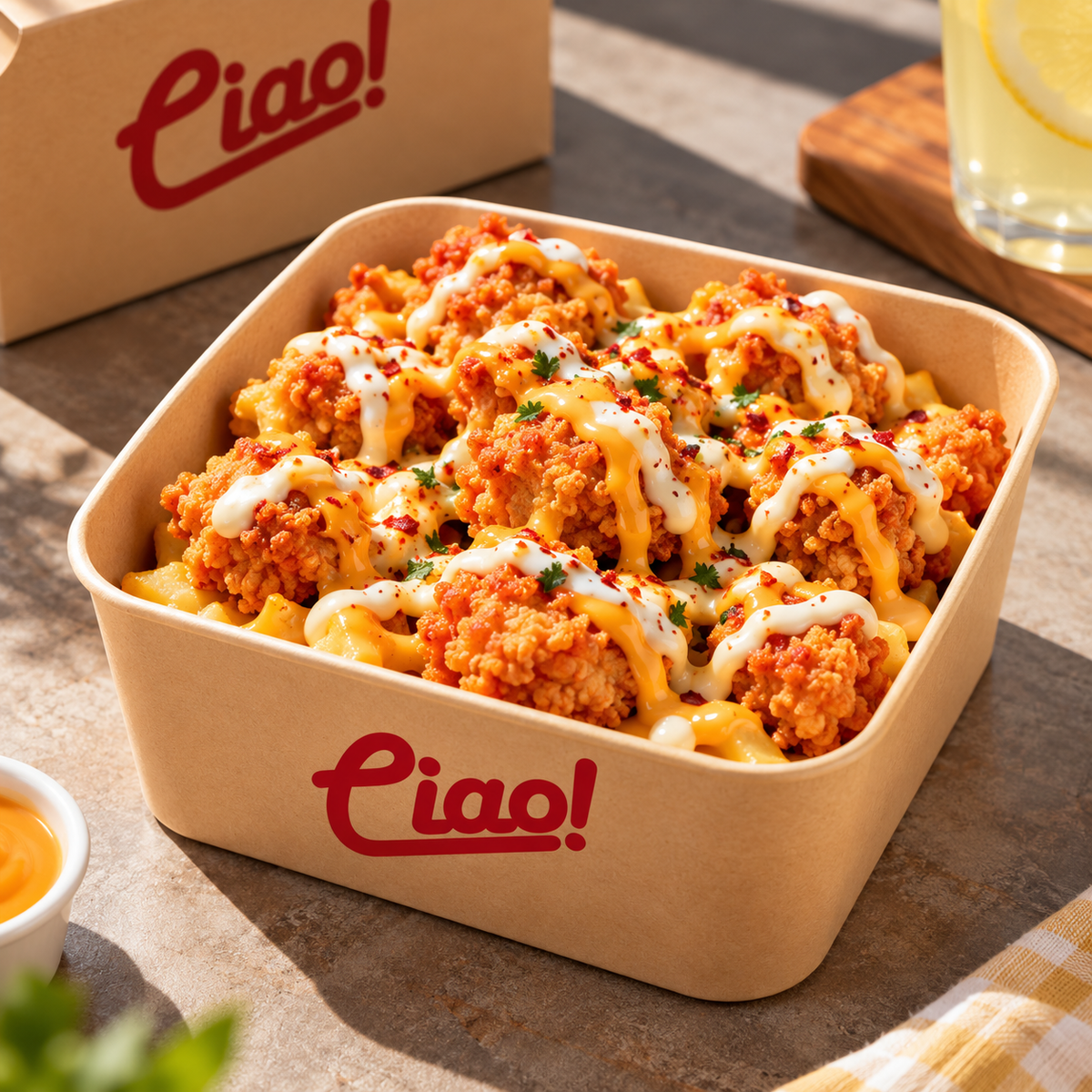Custom Square Kraft Paper Food Bowls With Lids