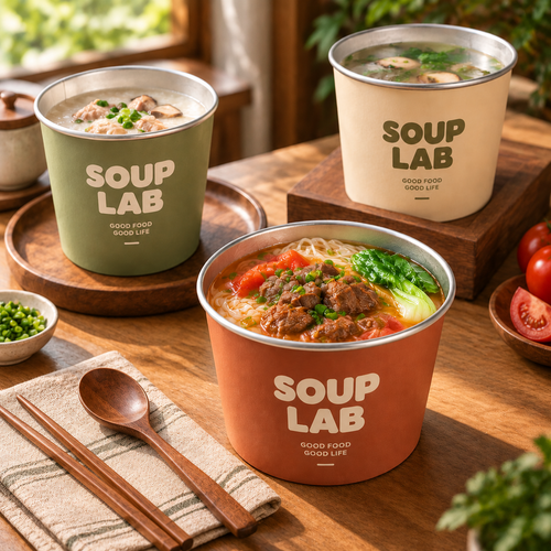 Custom Aluminum Foil Paper Bowl With Easy Pull Lid Takeaway Food Container with Logo Printed