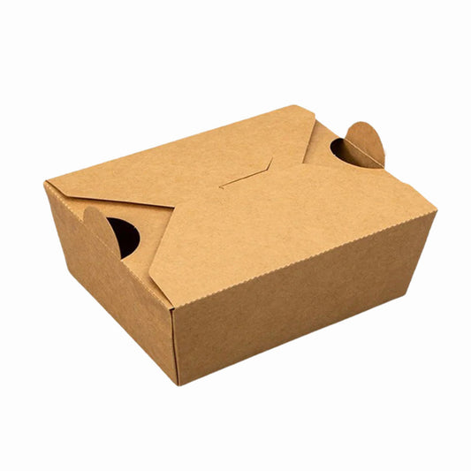 67 oz Kraft Folded Paper Takeout Box with PE Lining & Optional Vent Holes