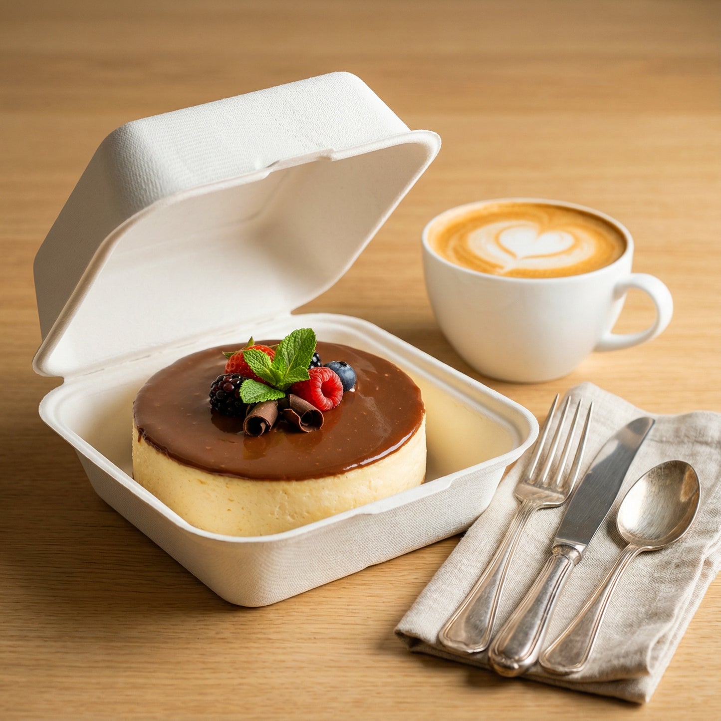 6" Compostable Sugarcane Lunch Container