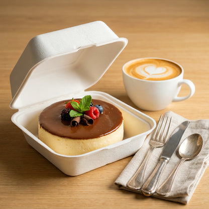 6" Compostable Sugarcane Lunch Container