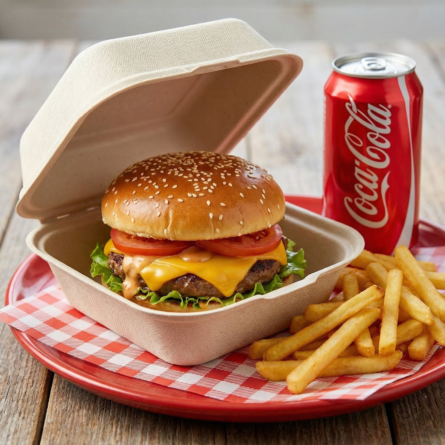 6" Compostable Sugarcane Lunch Container