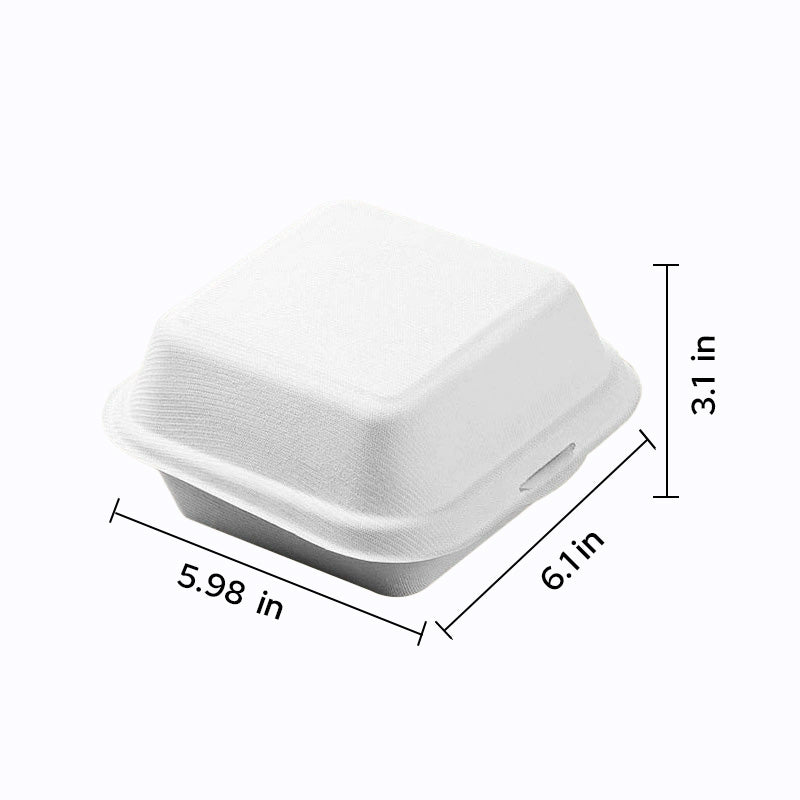 6" Compostable Sugarcane Lunch Container