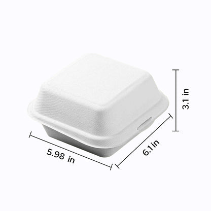 6" Compostable Sugarcane Lunch Container