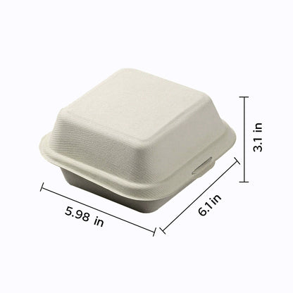 6" Compostable Sugarcane Lunch Container