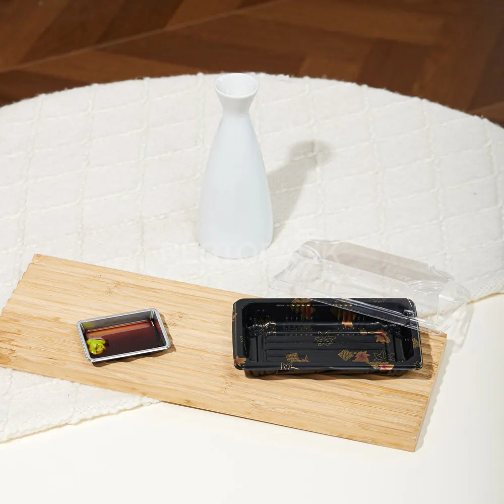 6 5/16" × 3 9/16" Clear Lid Plastic Sushi Trays with Printed Base