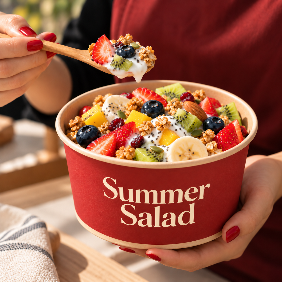 Custom Printed Salad Bowls With Lids Disposable Food Containers