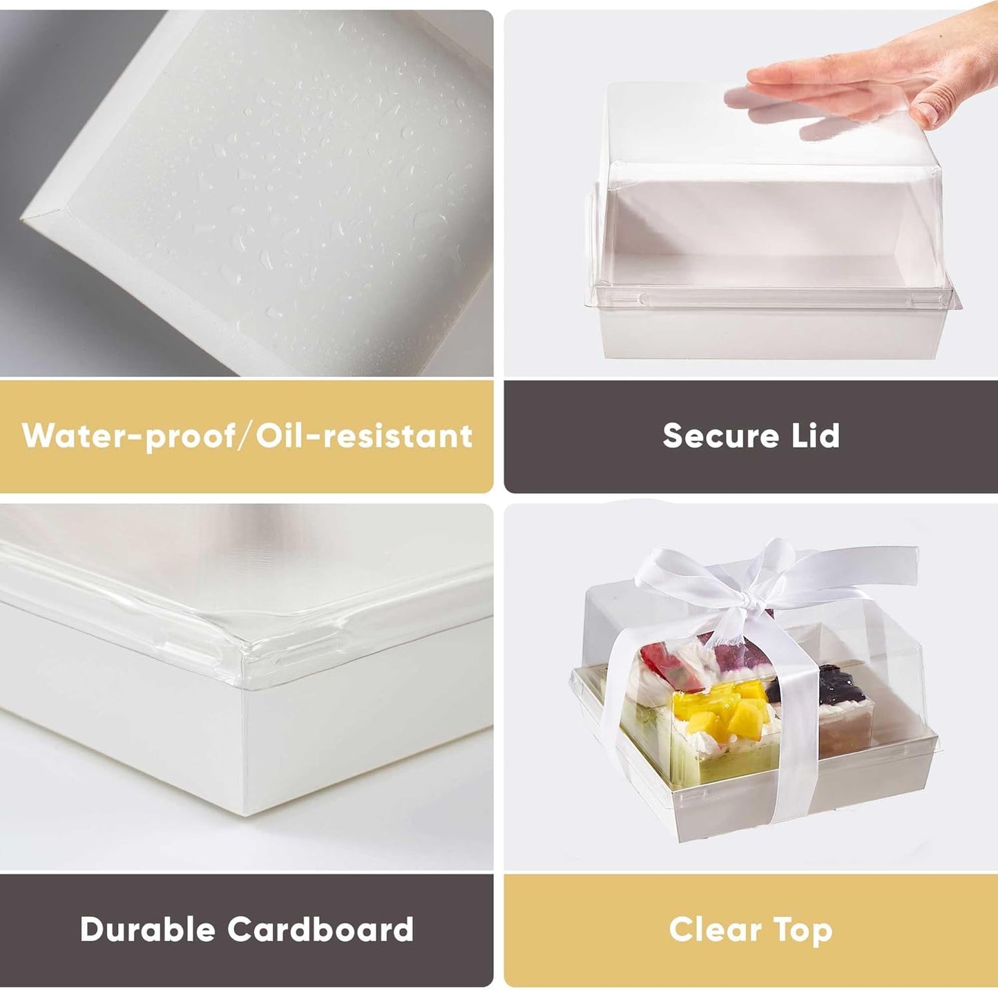 Large Square Cake Bakery Box with Clear PET Lid