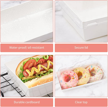 Medium Rectangular Cake Bakery Box with Clear PET Lid