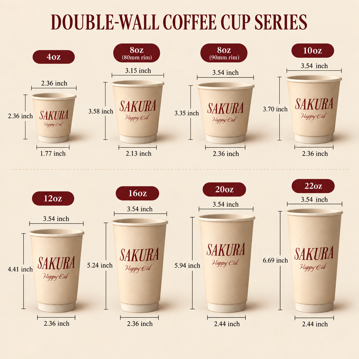 Custom Double Wall Paper Coffee Cups
