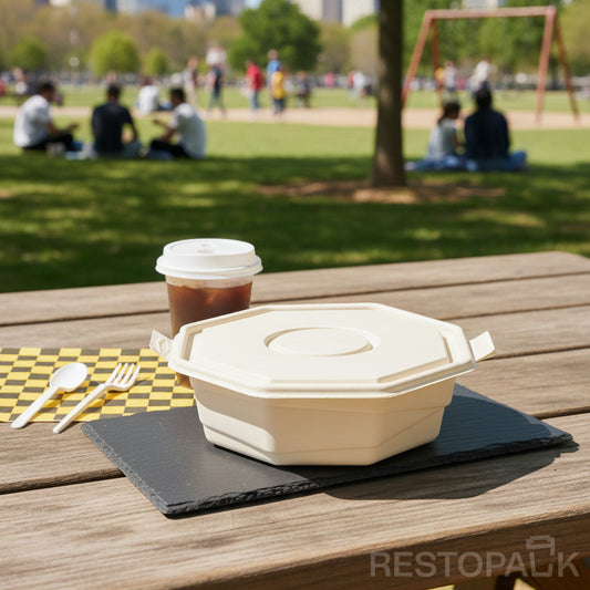 85 oz Octagonal Cornstarch Food Container