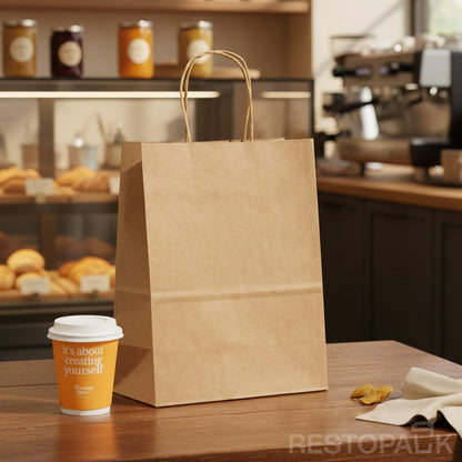 8 1/4" × 4 5/16" × 10 5/8" Tall Brown Kraft Paper Bag with Handles
