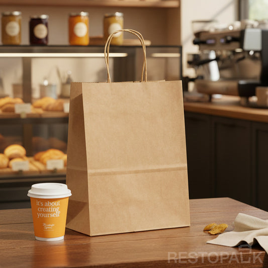 8 1/4" × 4 5/16" × 10 5/8" Tall Brown Kraft Paper Bag with Handles
