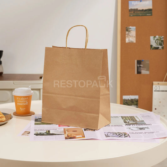 8 1/4" × 4 5/16" × 10 5/8" Tall Brown Kraft Paper Bag with Handles