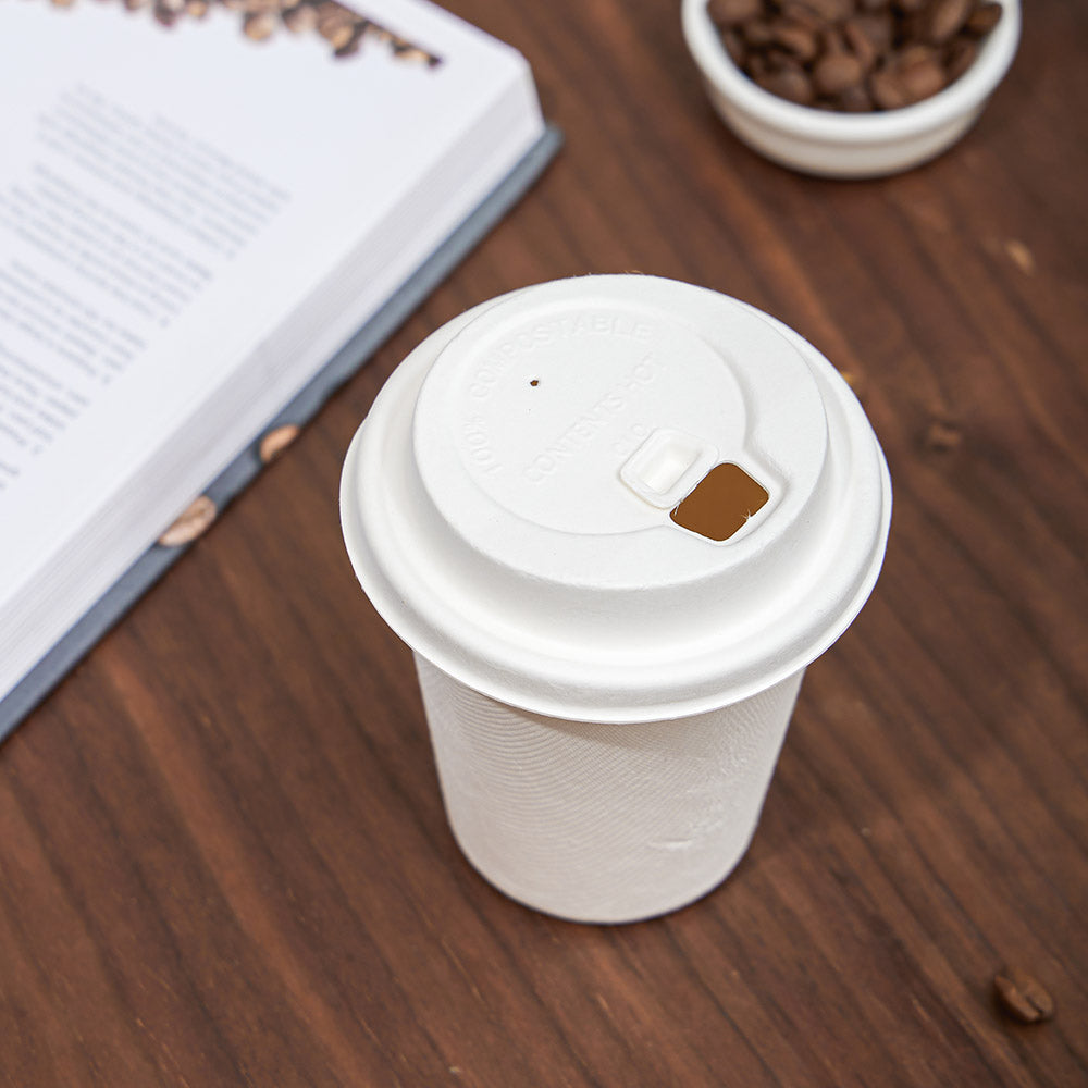 90mm Bagasse Molded Compostable Lid with Reclosable Sip Hole