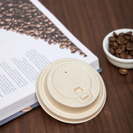 90mm Bagasse Molded Compostable Lid with Reclosable Sip Hole