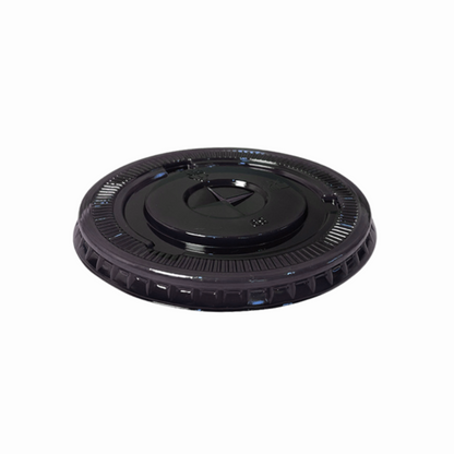 90mm Black PET Flat Lid with Straw Slot