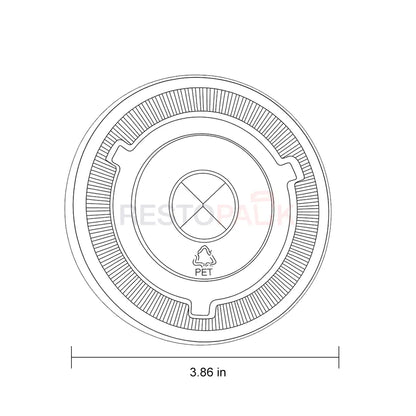 3.86 in PET Flat Lid with Straw Slot Lid