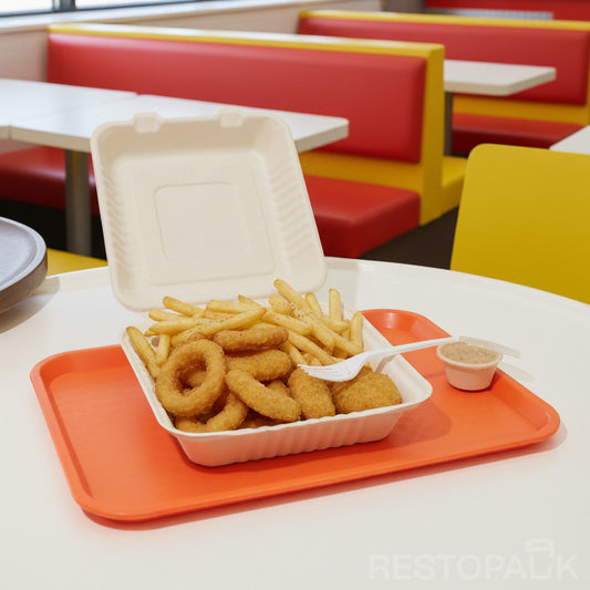 9" Compostable Sugarcane Bagasse Square Food Box