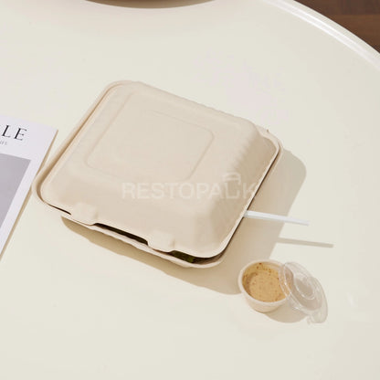 9" Compostable Sugarcane Bagasse Square Food Box