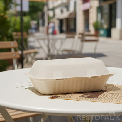 9" × 6" × 3" Compostable Sugarcane Bagasse Square Food Box