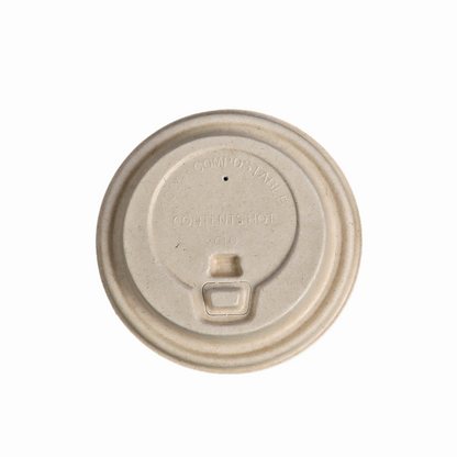 Bagasse Molded Compostable Lid with Reclosable Sip Hole