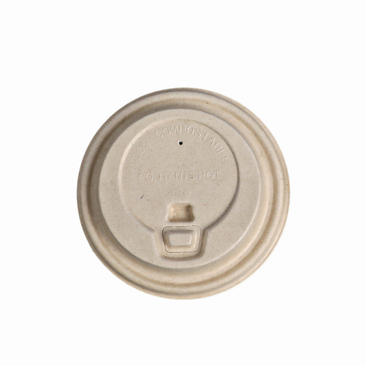 Bagasse Molded Compostable Lid with Reclosable Sip Hole