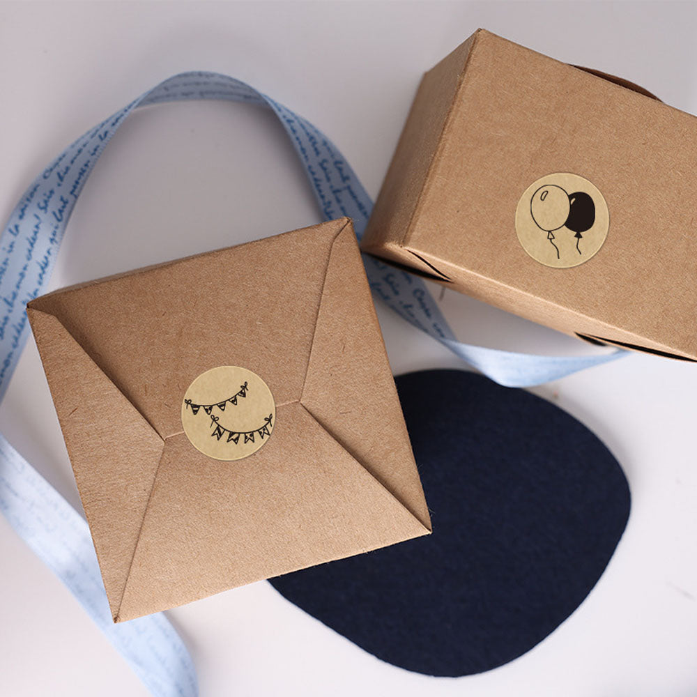 Birthday Design Kraft Paper Seal Sticker Roll - 500/Roll