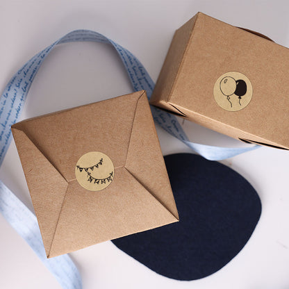 Birthday Design Kraft Paper Seal Sticker Roll - 500/Roll