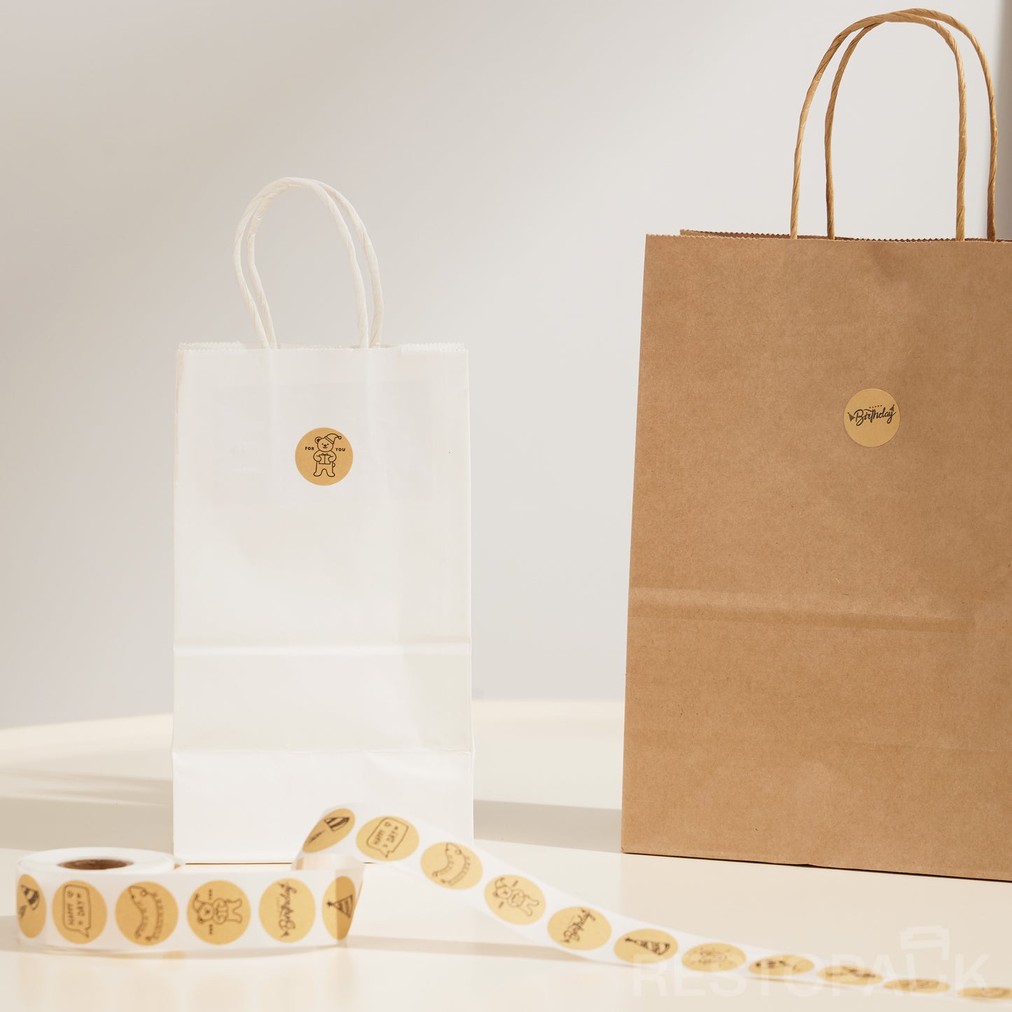 Birthday Design Kraft Paper Seal Sticker Roll - 500/Roll