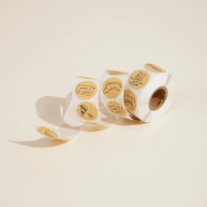 Birthday Design Kraft Paper Seal Sticker Roll - 500/Roll