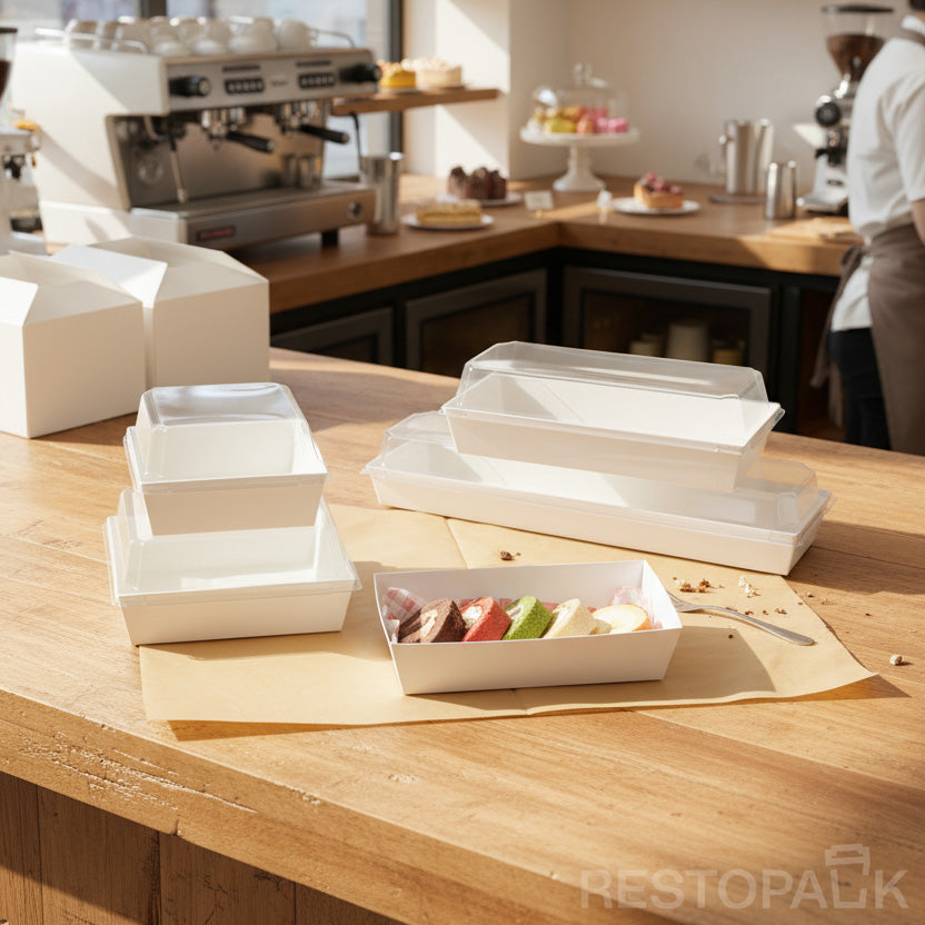 Small Rectangular Cake Bakery Box with Clear PET Lid