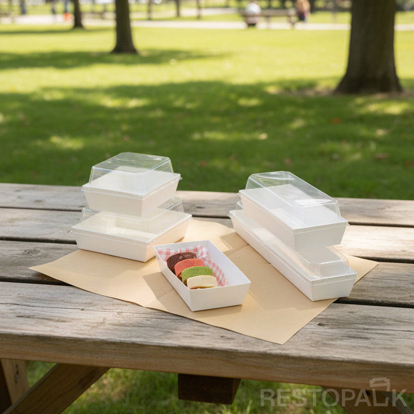 Small Rectangular Cake Bakery Box with Clear PET Lid