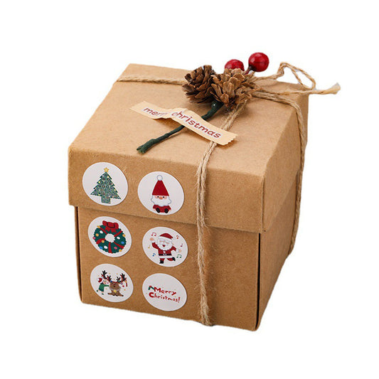 Christmas Cartoon Round Seal Sticker Roll - 500/Roll