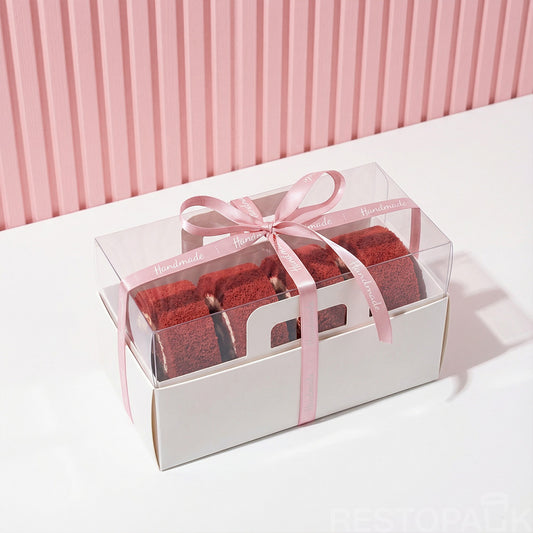 Clear Lid Cardboard Roll Cake Boxes with Handle