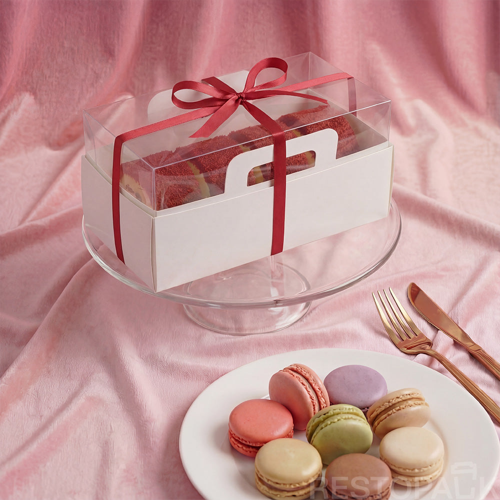 Clear Lid Cardboard Roll Cake Boxes with Handle