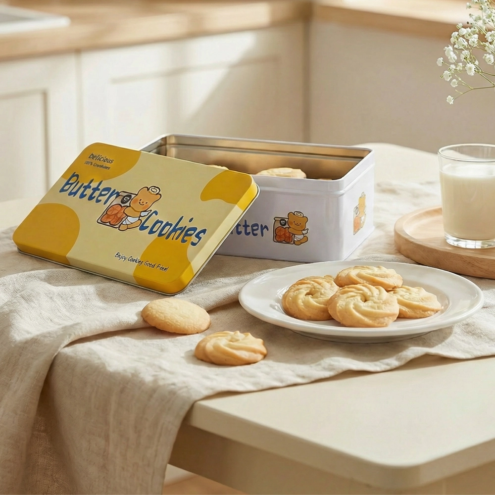 Cookie Tin Box with Lid for Bakery Gift Packaging