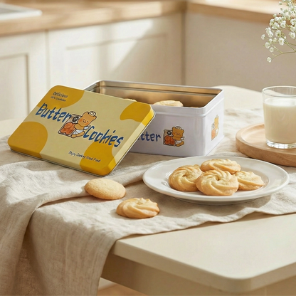 Cookie Tin Box with Lid for Bakery Gift Packaging